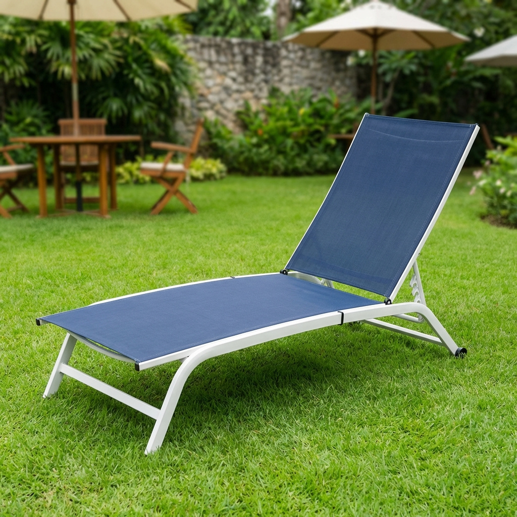 VivaGarden 507240 Lettino Prendisole da Giardino 195x63x34 cm Blu royal Copacabana