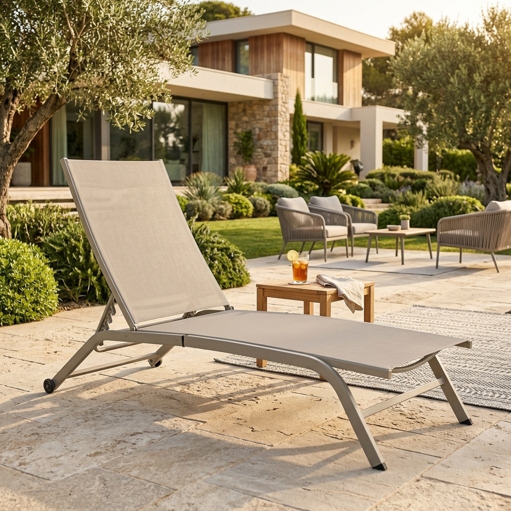 VivaGarden 507241 Lettino Prendisole da Giardino 195x63x34 Marrone Chiaro Copacabana
