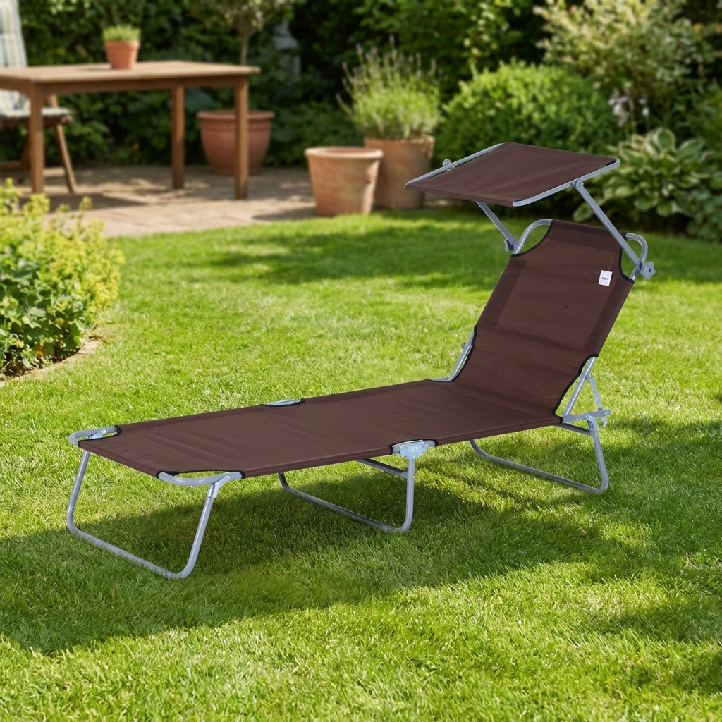 VivaGarden 84B001BN Lettino Prendisole da Giardino Pieghevole 187x58x27 cm Marrone