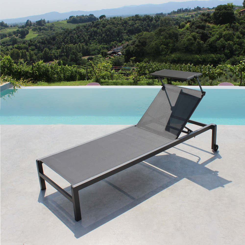 VivaGarden AT804249-ANTR Lettino Prendisole da Giardino Parasole 195x78x32h Antracite Beer