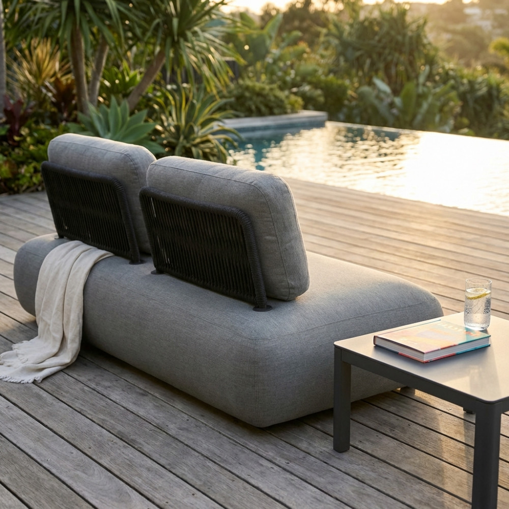 VivaGarden AT804295 Divano da Esterno 2 Posti Modulare Centrale 202x103x77 cm Grigio