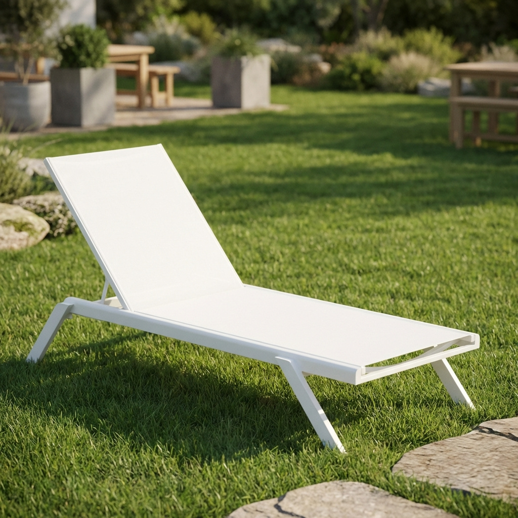 VivaGarden AT804356-BIAN Lettino Prendisole da Giardino 198x72x35,5 cm Bianco