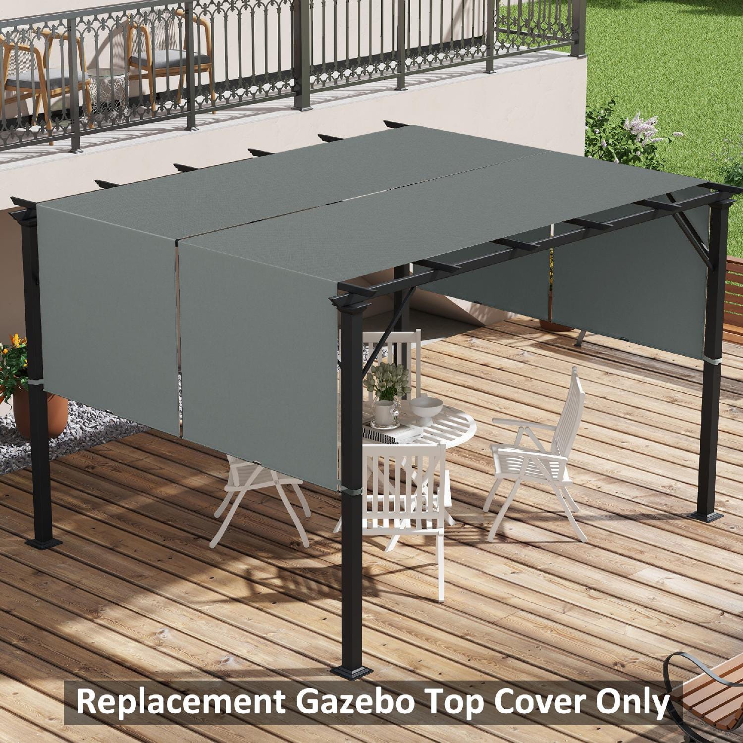 VivaGarden CGEF269 Copertura per Gazebo Pergola 3x3 m Poliestere Grigio Carbone