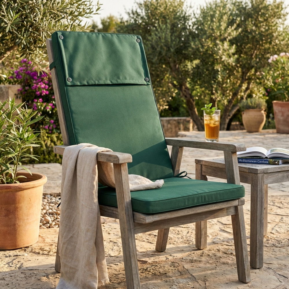 VivaGarden CU805777 Cuscino Rettangolare Alto Verde Idrorepellente cm 115x46x4