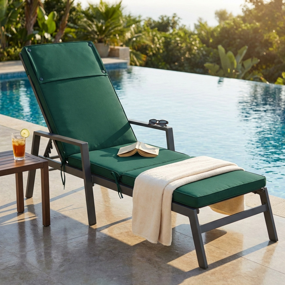 VivaGarden CU805781 Cuscino Real Steamer Verde Scuro Rettangolare Idrorepellente 175x49x4