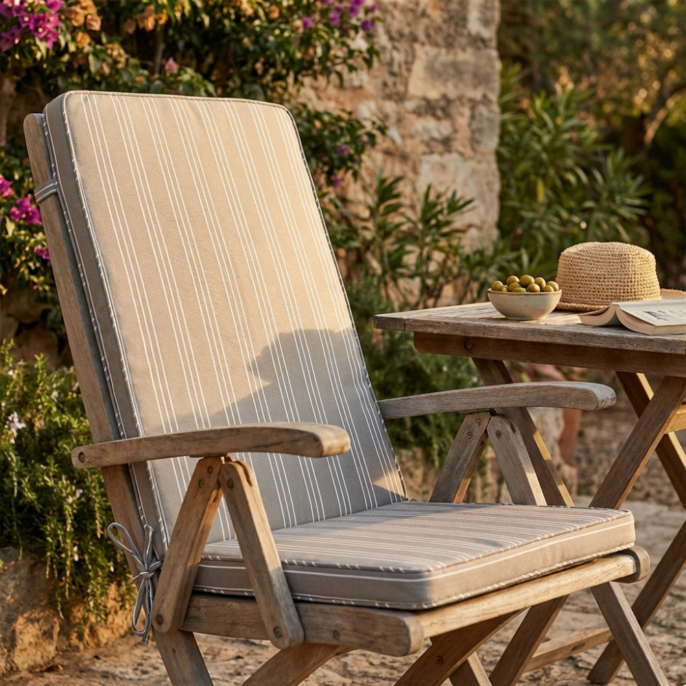 VivaGarden CU805794 Cuscino Rettangolare righe tortora 90x40x4 in poliuretanopoliestere