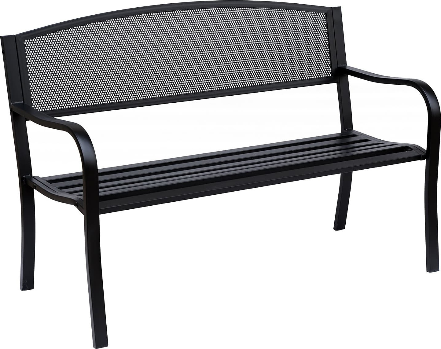 VivaGarden D4B1D2BK Panchina da Giardino in Acciaio 127x60x85 cm Nero