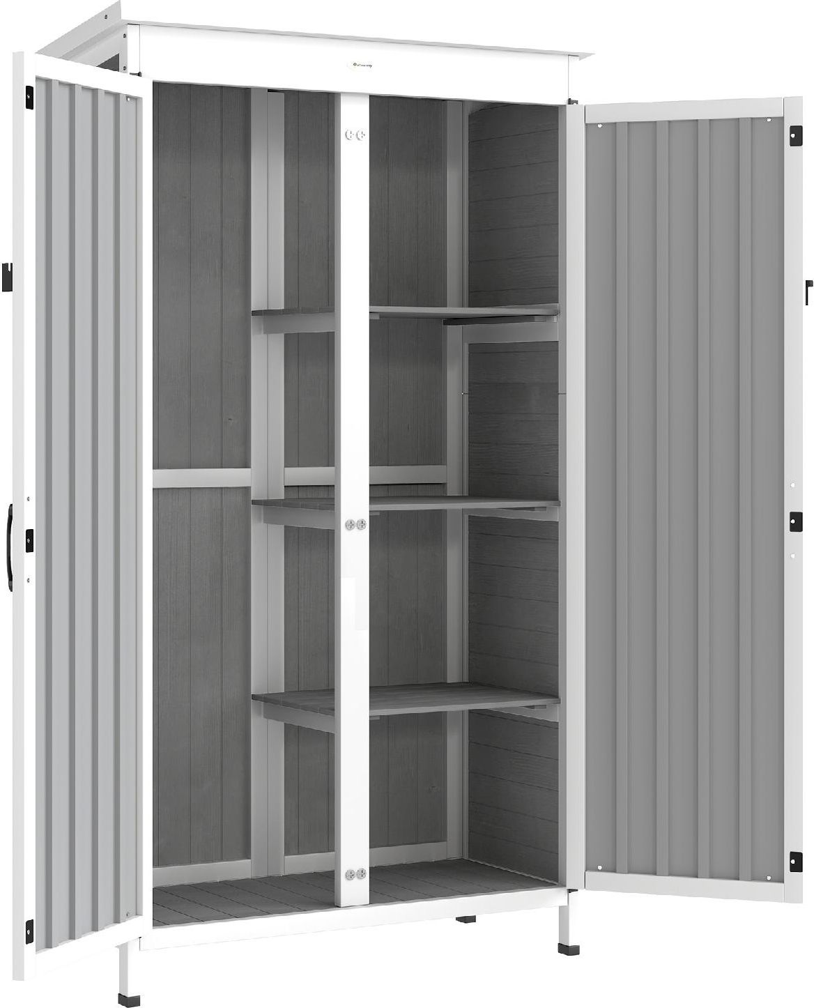VivaGarden DA2260BK Armadio da Esterno  Balcone in Legno e Acciaio 94x43x166 BiancoNero