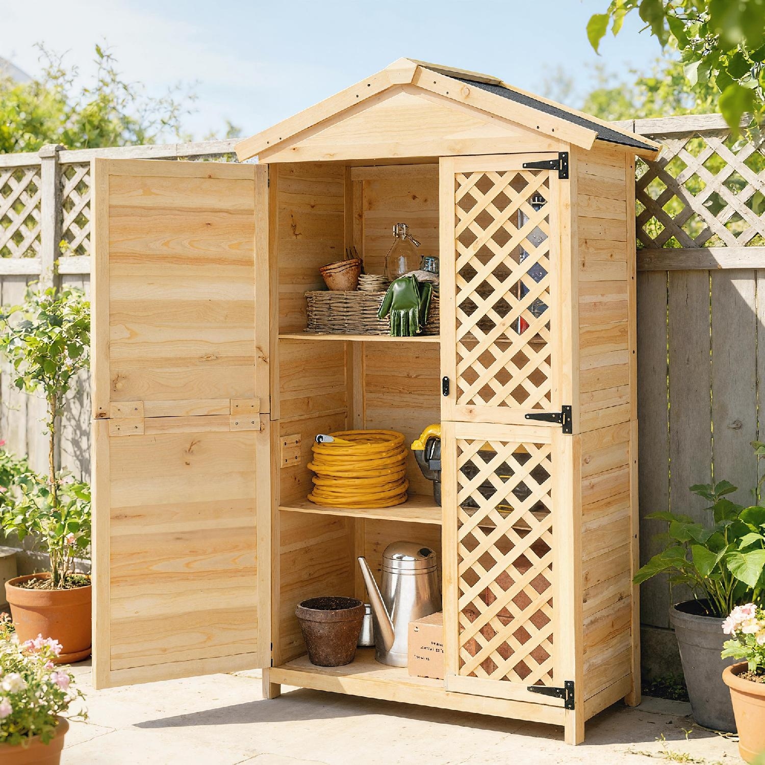 VivaGarden DA2270ND Capanno Attrezzi da Giardino in Legno di Abete 101.5x49x176 cm Legno
