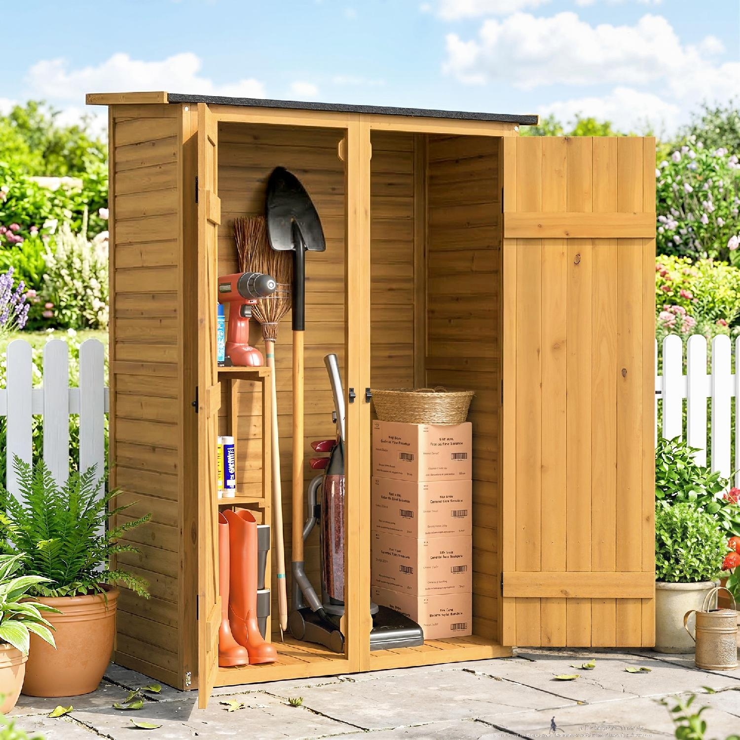 VivaGarden DA2700BN Capanno Attrezzi da Giardino in Legno 115x53x156 cm Marrone