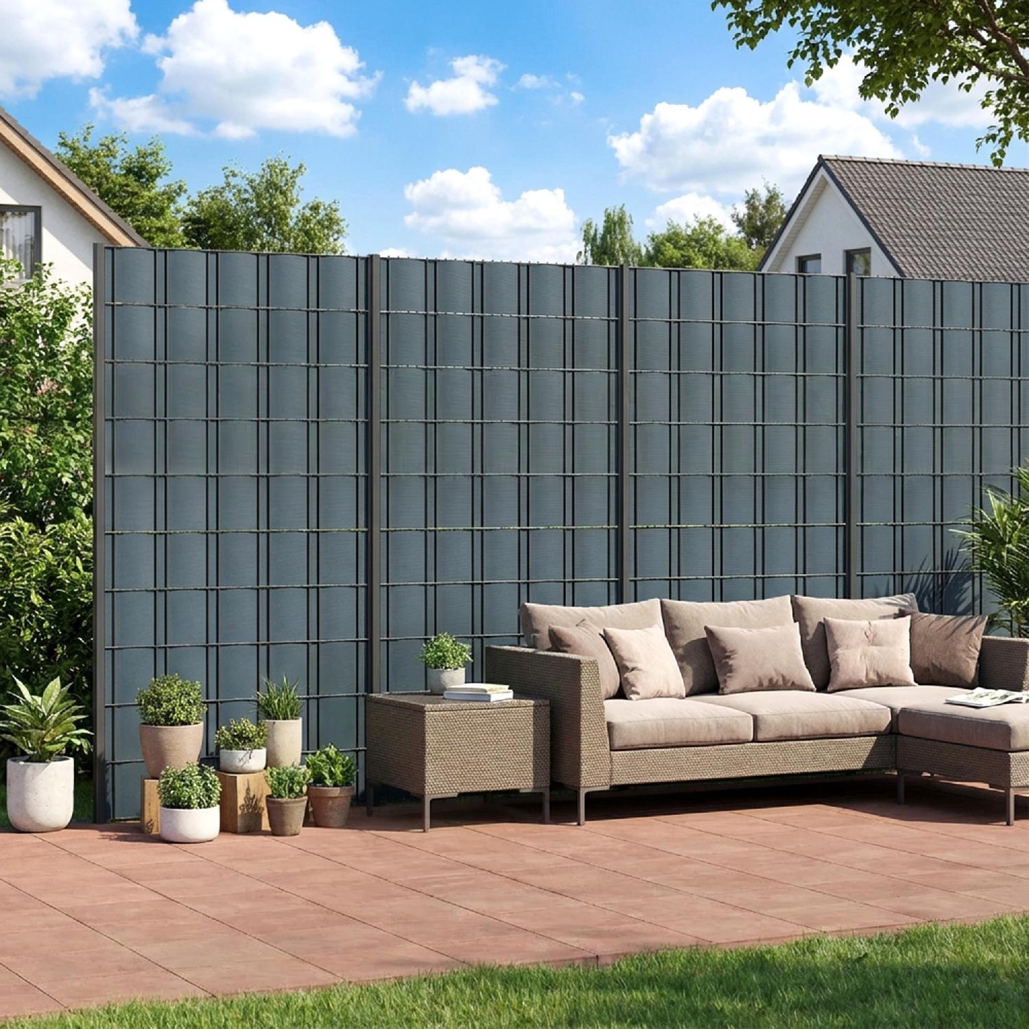 VivaGarden DA5771GY Set 4 Pannelli Frangivista da Giardino Anti UV 3500x19 cm Grigio