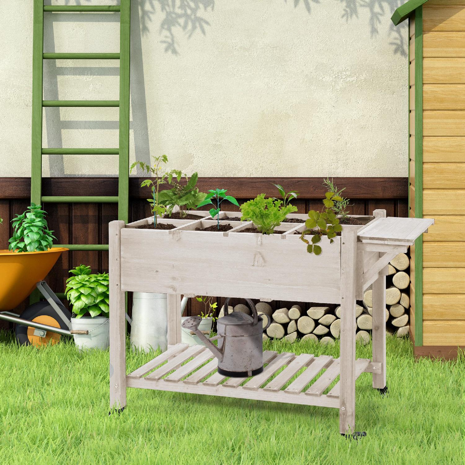 VivaGarden EF384ND Fioriera da Giardino a 8 Sezioni in Legno di Abete 123x54x87 cm Legno