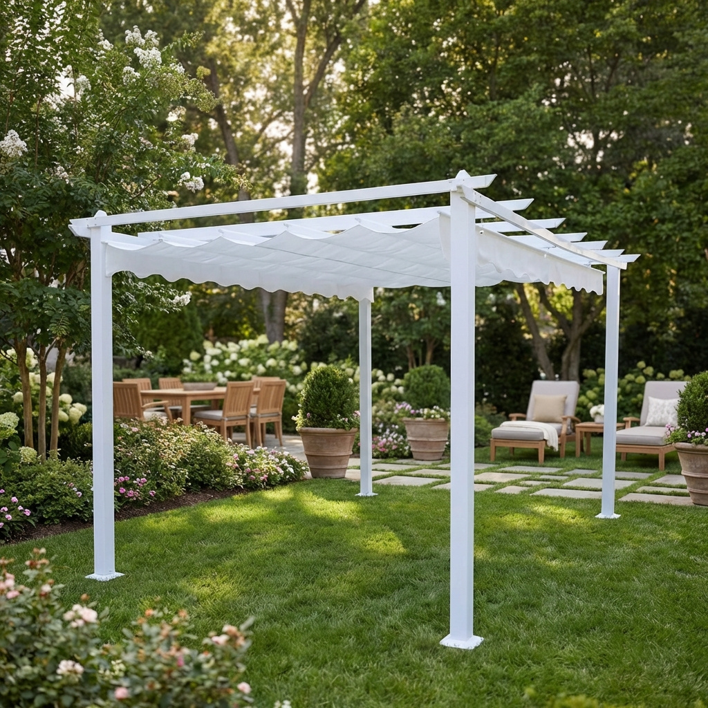 VivaGarden GA802001 Pergola da Esterno in AlluminioPoliestere 3x4 mt Bianco - Athens