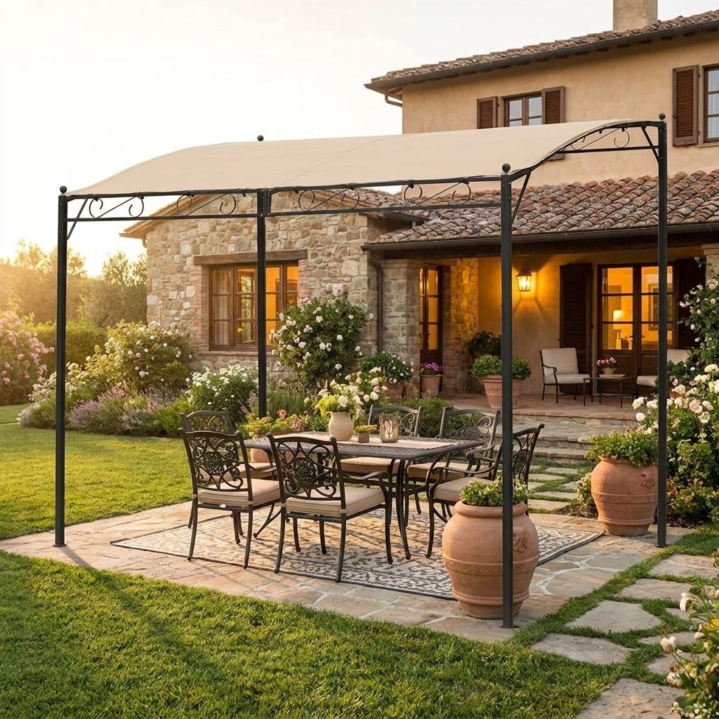 VivaGarden GA802076 Pergola da Giardino 3x4 Autoportante Poliestere Acciaio m 3x4 Ecr�