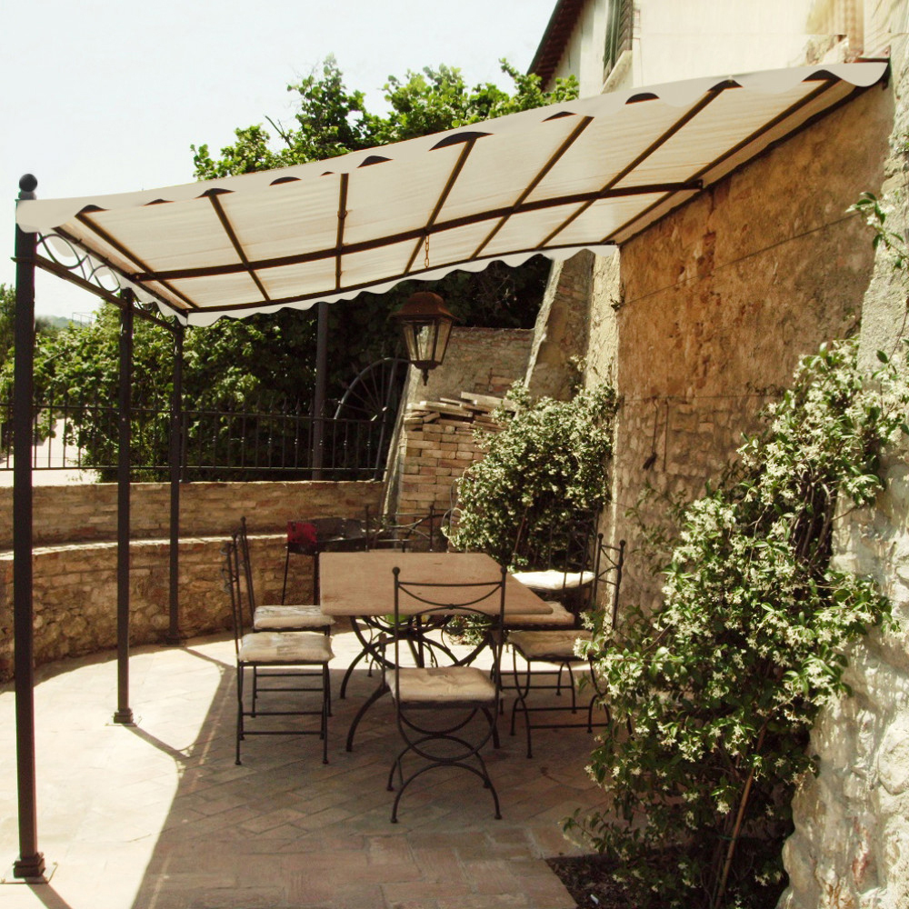 VivaGarden GA802083 Pergola da Giardino 3x4 Addossato Poliestere Acciaio m 3x4 Ecr�