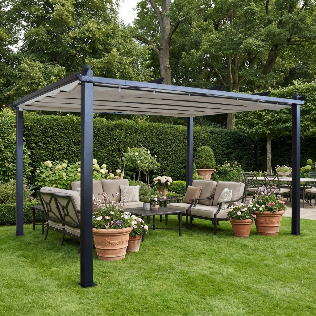 VivaGarden GA802086 Pergola da Esterno in AlluminioPoliestere 3x4 mt Beige - Athens