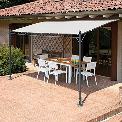 VivaGarden GA802092 Pergola da Giardino Rotondo 3,5x2,5 Addossato Poliestere Acciaio Ecr�