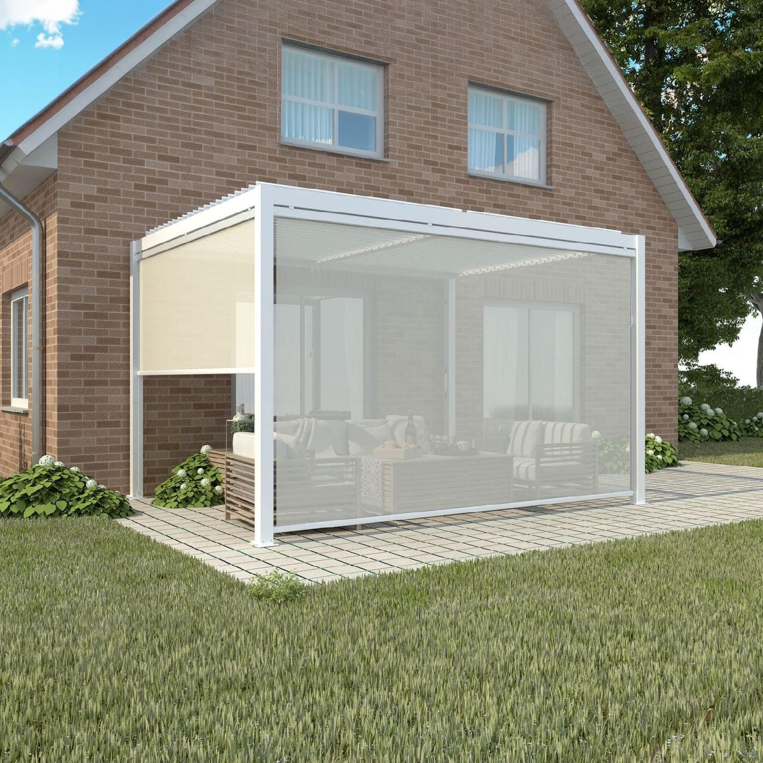 VivaGarden GA802112-BIAN Laterale Per Pergola 4x4 Bioclimatica in Textilene cm 270x218 Bianco