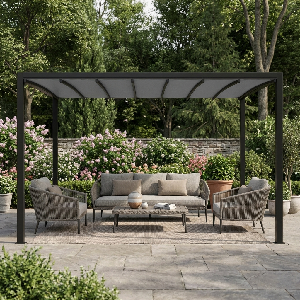 VivaGarden GA802179-DGRE Pergola da Esterno in AlluminioPVC 3x3 mt Grigio Scuro