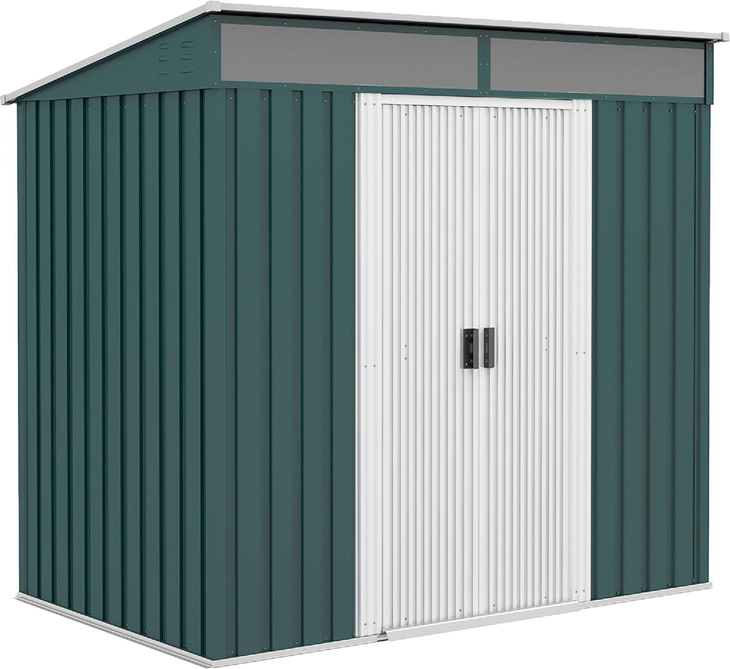 VivaGarden Casetta da Giardino con Porte Scorrevoli e Base per Pavimentazione in Acciaio 195x122x181.5 cm colore Verde - GNA503F