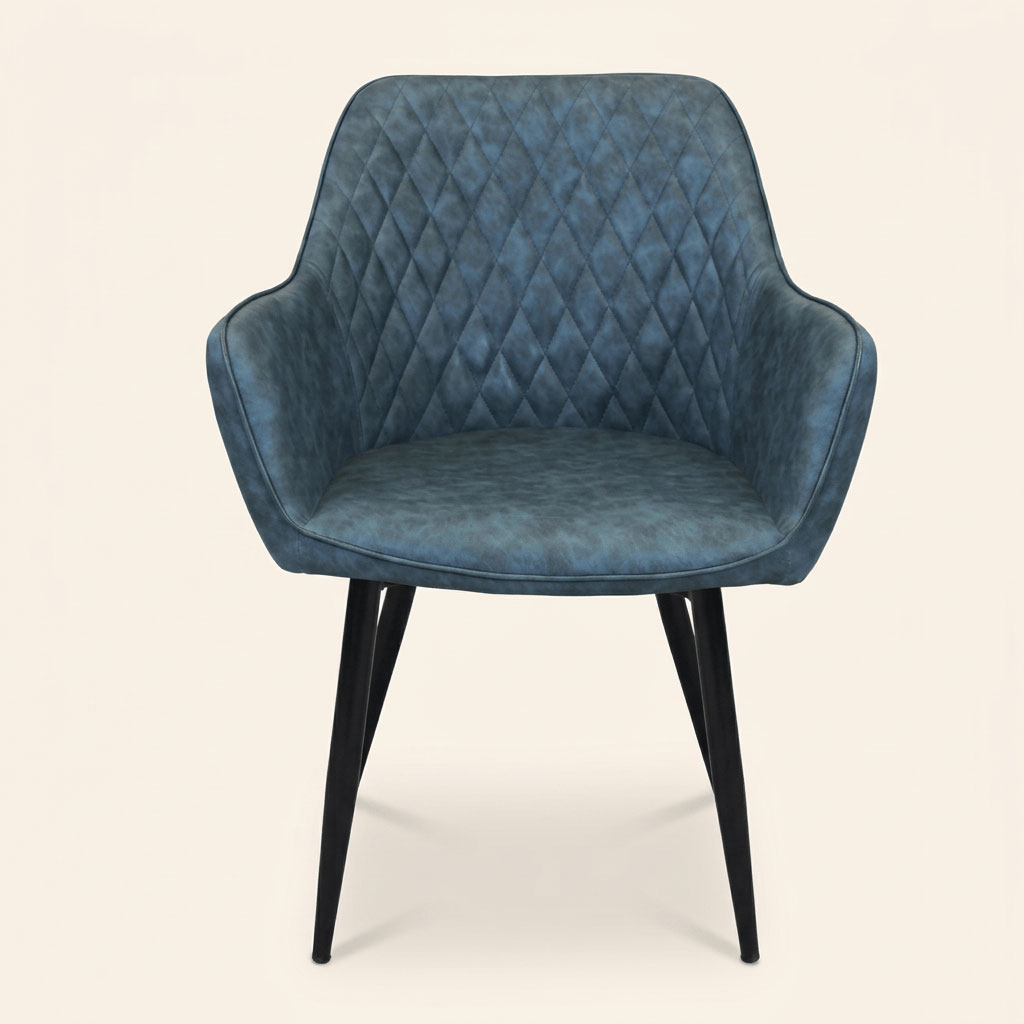 DecHome HF807286-BLU Poltrona Stile Scandinavo in Ecopelle 48x62x83 Blu Sunlit