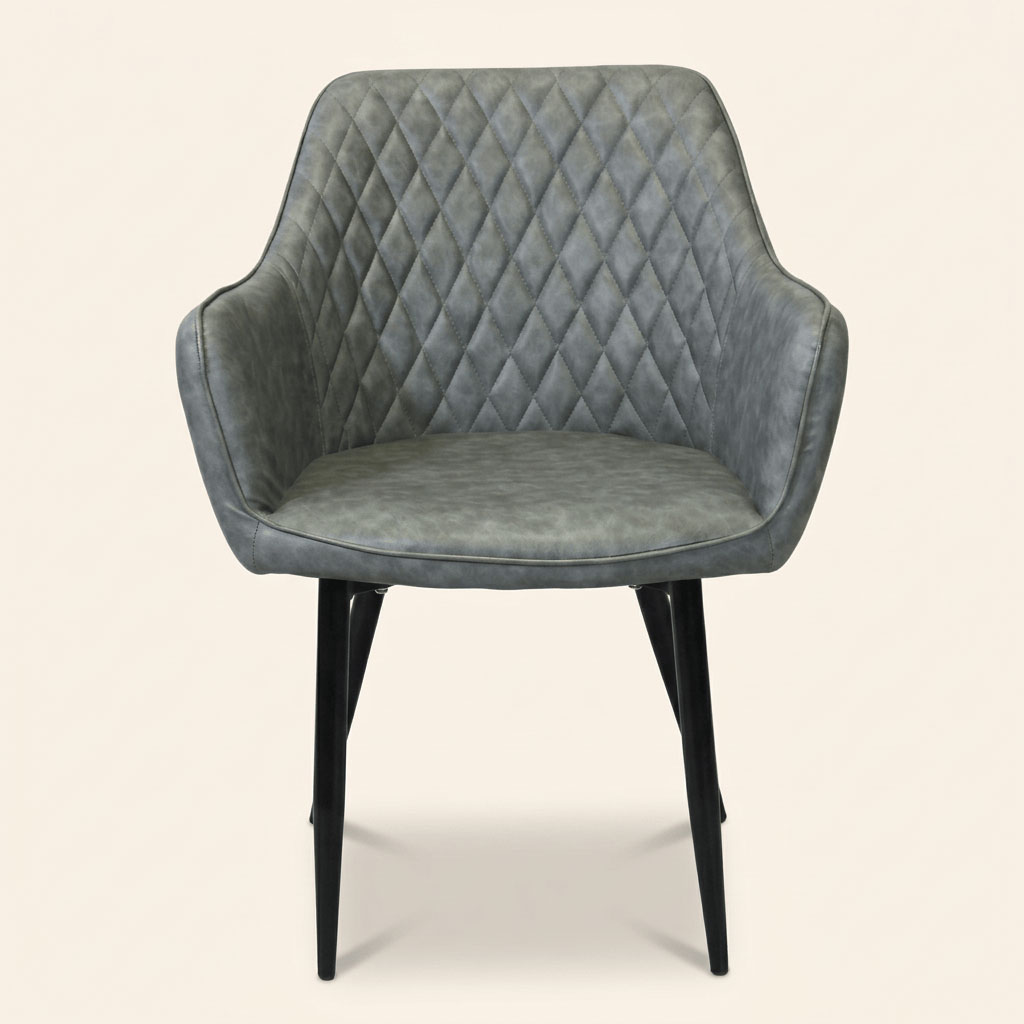 DecHome HF807286-GREY Poltrona Stile Scandinavo in Ecopelle 48x62x83 Grigio Sunlit