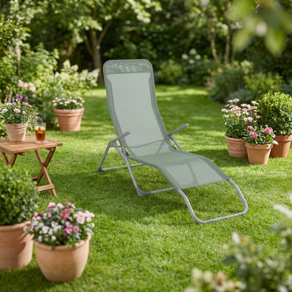 VivaGarden HPC86107-R Sdraio da Giardino Chaise Longue 140x60xh96 cm Verde Riviera