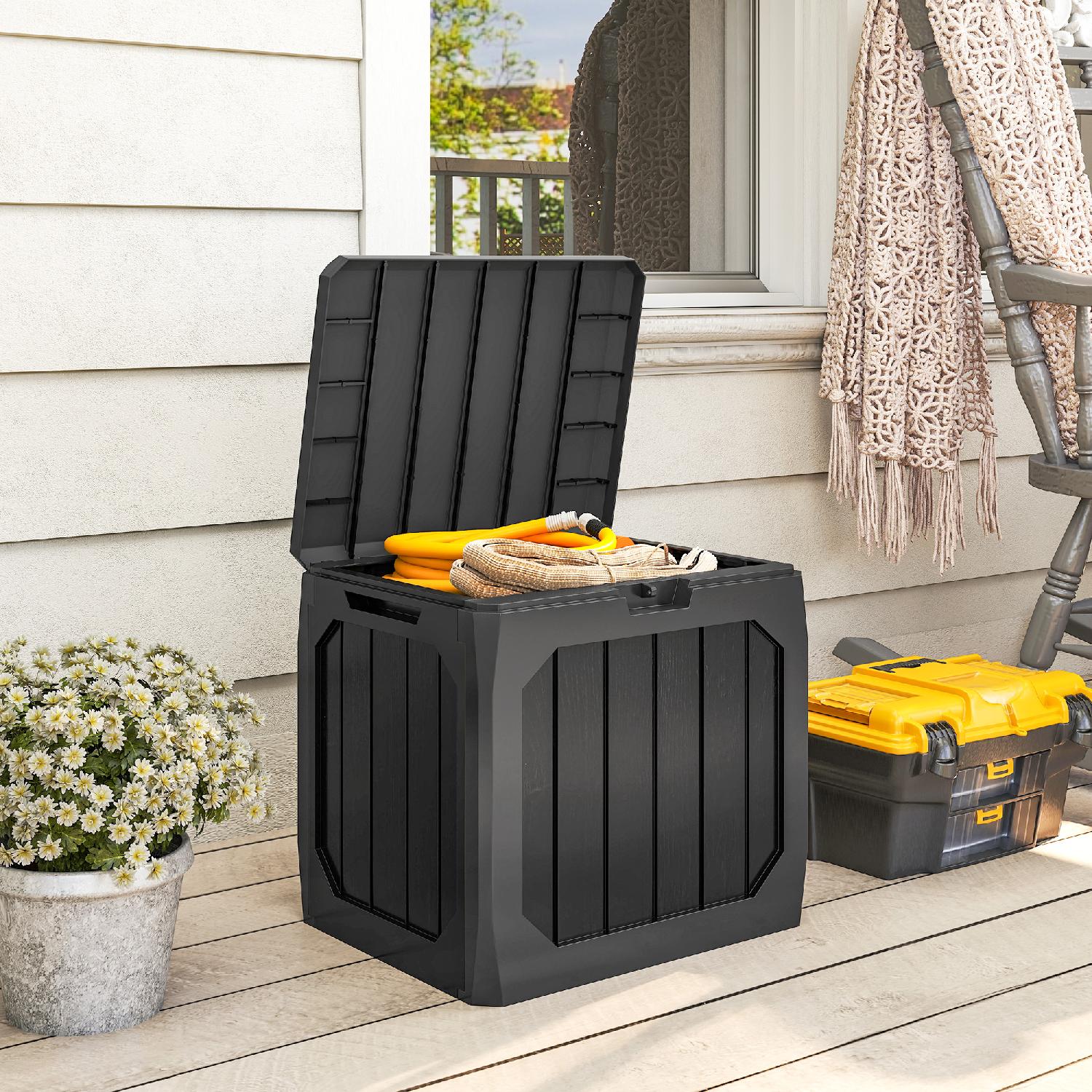VivaGarden K5410BK Cassapanca Contenitore Baule da Esterno in Plastica 56x45x53 cm Nero