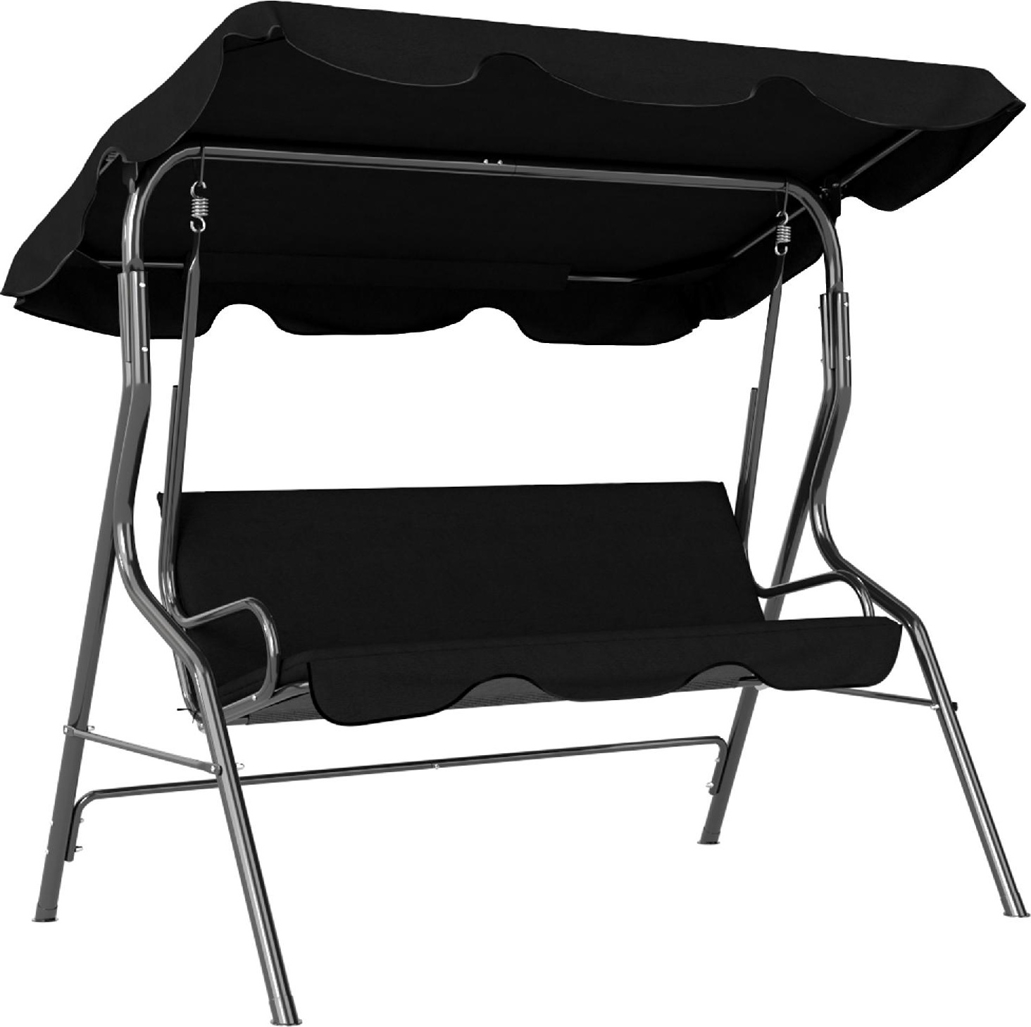 VivaGarden K6091BK Dondolo da Giardino 3 Posti Tettuccio Parasole 170x110x153 cm Nero