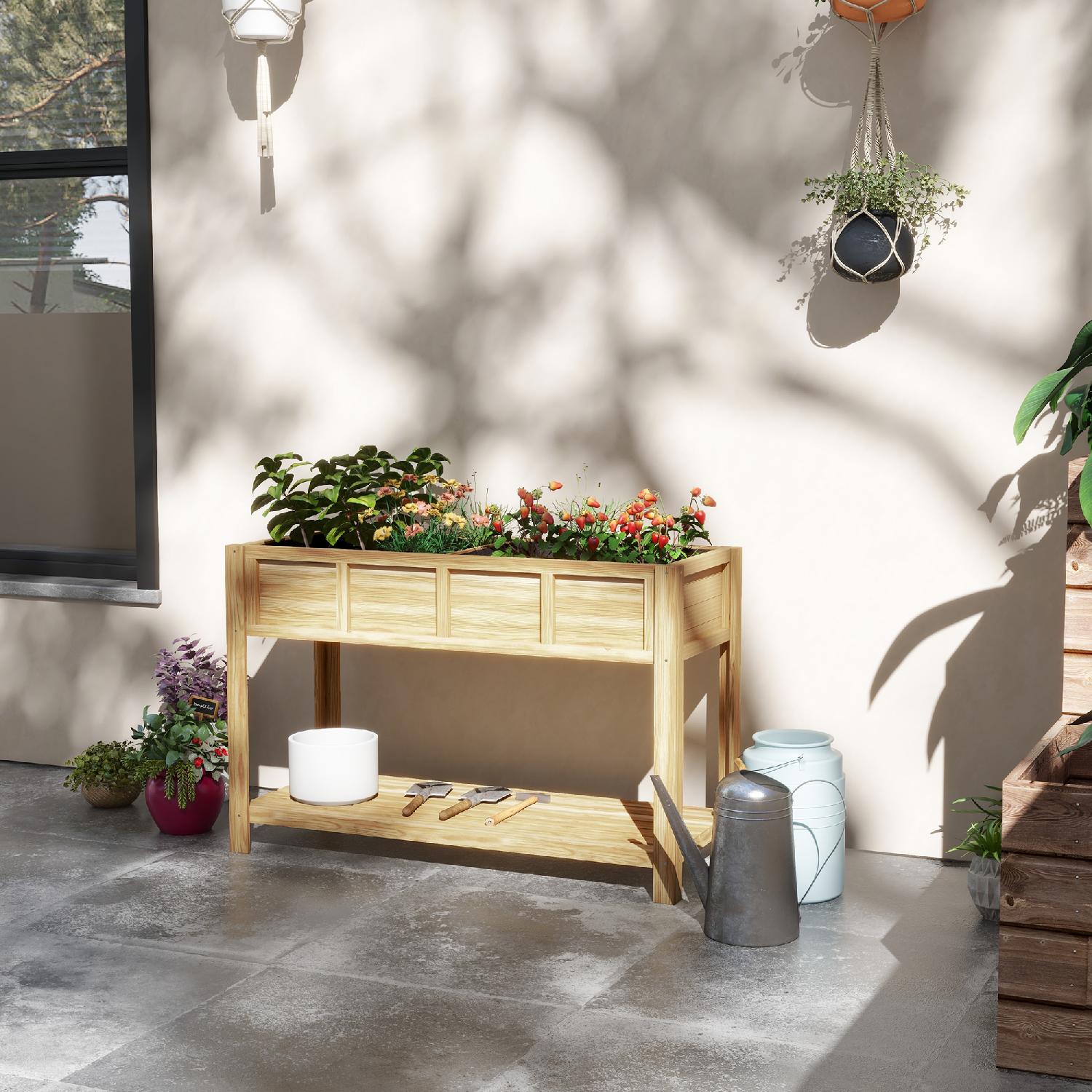VivaGarden K6320ND Fioriera per Esterni Rialzata in Legno con Ripiano 115x46x75 cm Legno