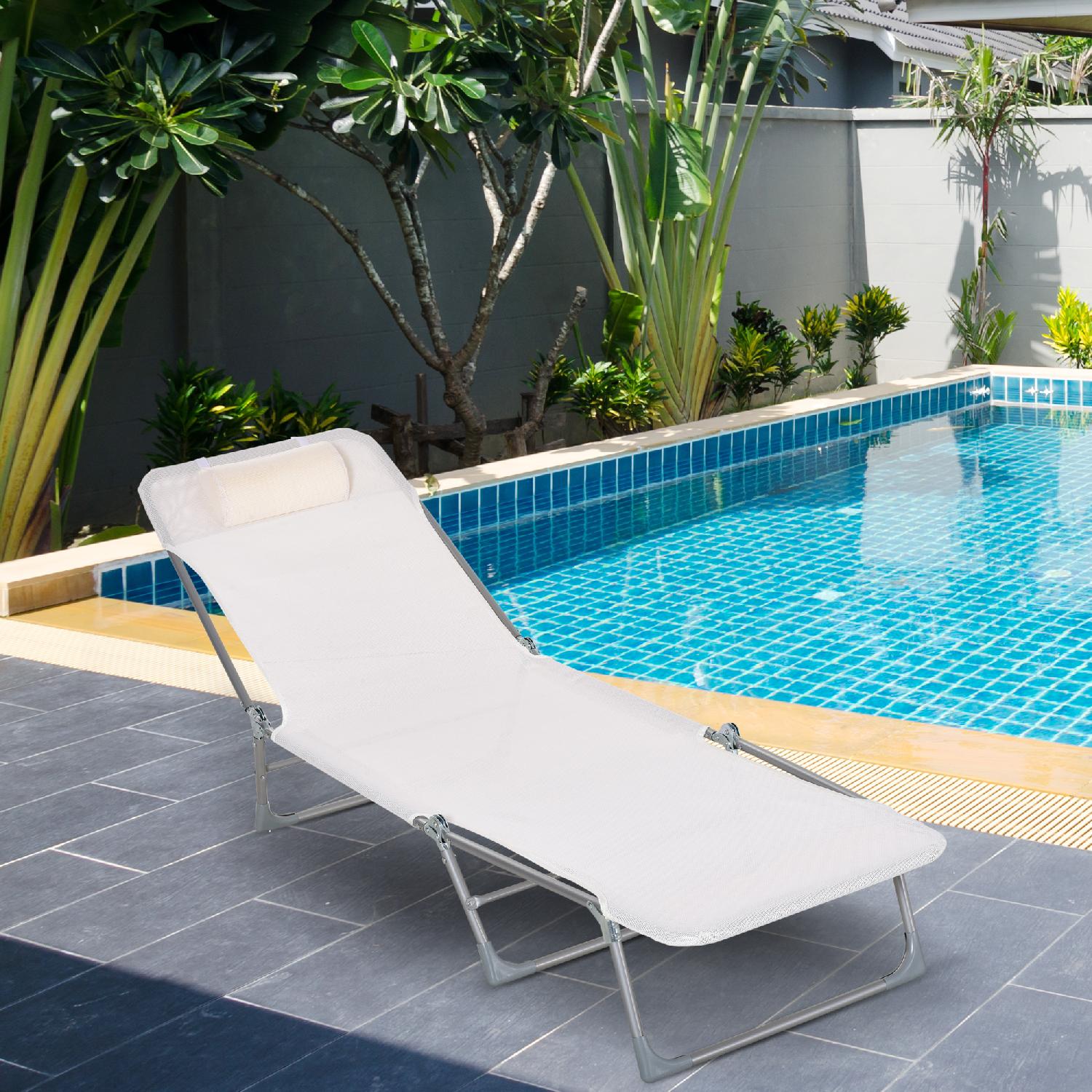 VivaGarden K7802CW Lettino Prendisole da Giardino Pieghevole Reclinabile 182x56x28 Crema