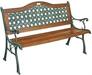 VivaGarden PF05224 Panchina da Giardino in Ghisa Legno 126x60x80 cm Nero anticato