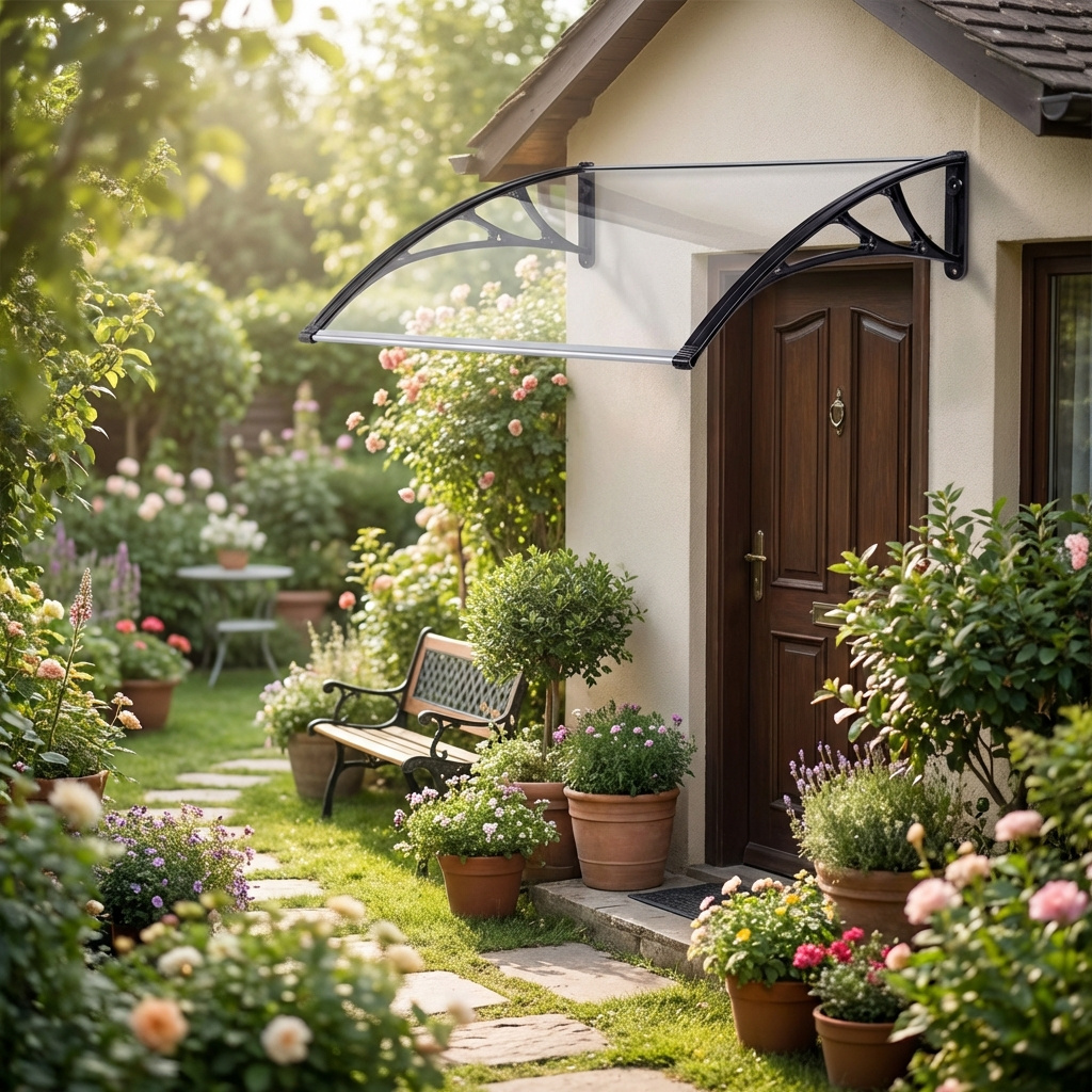 VivaGarden PN802214 Pensilina da Esterno Tettoia per Esterno 100x120 cm Trasparente Salta