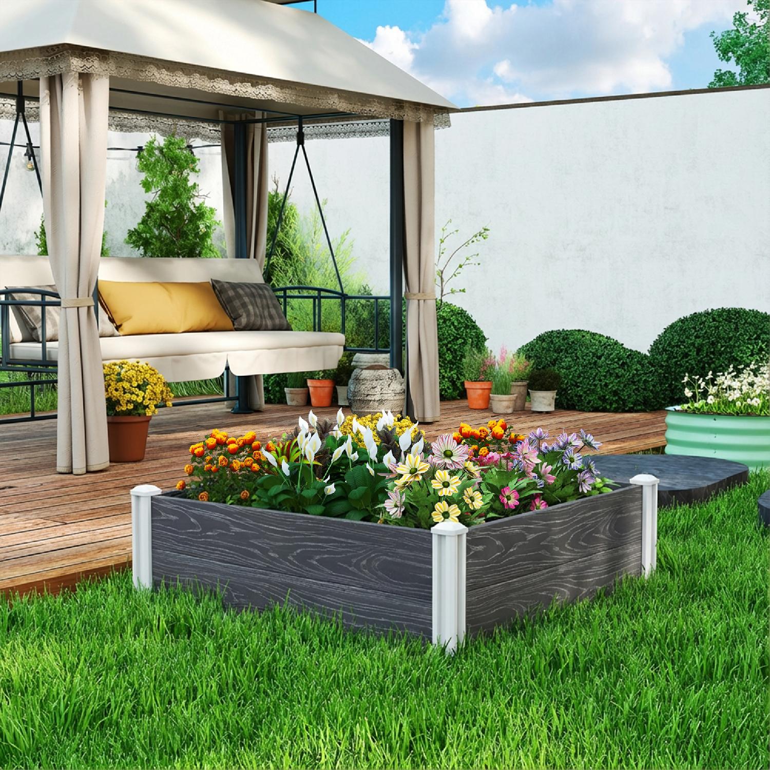 VivaGarden R283CG Fioriera per Esterni Fondo Aperto e Design a Incastro 102x102x33 cm