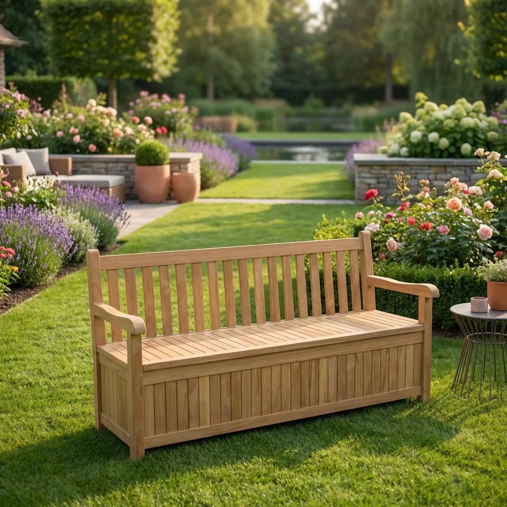 VivaGarden TE804336 Cassapanca contenitore Baule da Esterno in Legno 160x64x92 cm