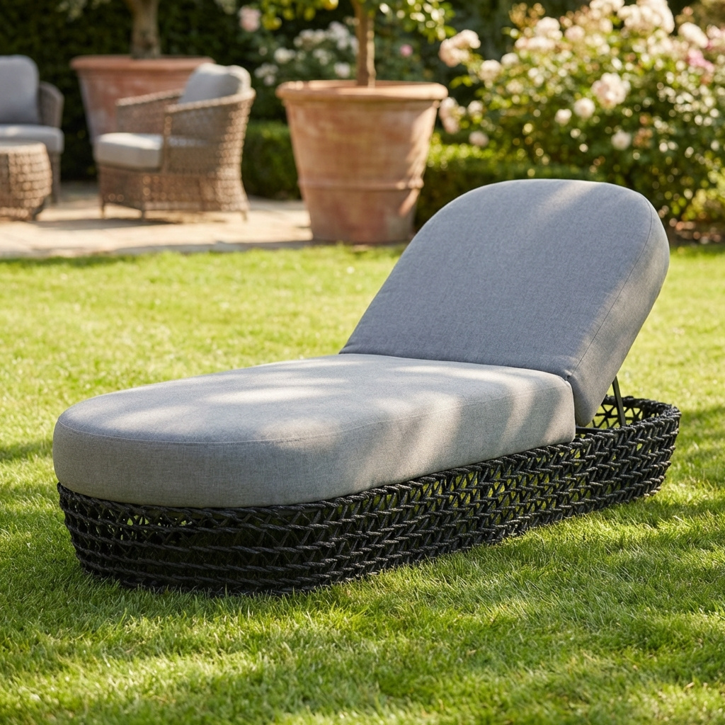 VivaGarden WI806941-GREY Lettino Prendisole da Giardino 82x205x36 cm Grigio