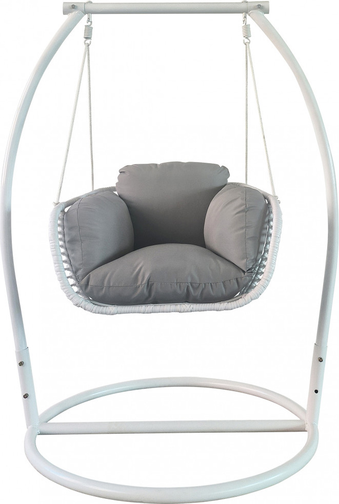 VivaGarden WI806953-BIAN Poltrona Sospesa da Giardino con Supporto 105x156x105 Metallo Bianco