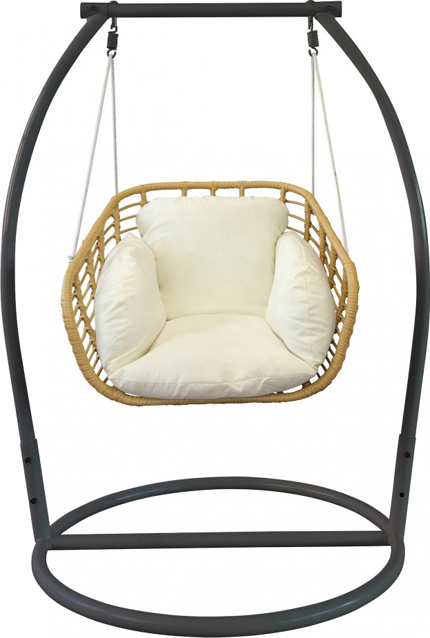 VivaGarden WI806953-NAT Poltrona Sospesa da Giardino con Supporto 150x160x105 Metallo Naturale