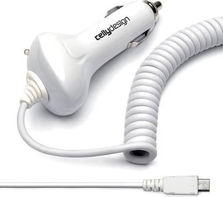 celly C1MICROW Caricabatterie Auto Universale microUSB Bianco