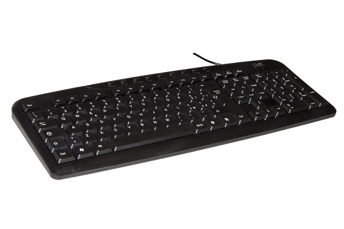 Link LKTAST05 Tastiera da Ufficio Cablata con Tasti Multimedia Soft Touch Nero