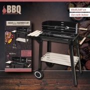 AB.M Idea HX953890 Barbecue Carbonella BBQ Giardino con Ruote Nero