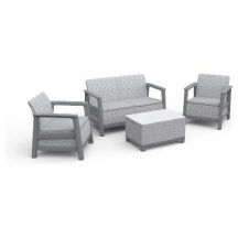 ALLIBERT 264037 Salotto Giardino Divano 2P Poltrone Tavolino Ash greyStorm grey Scandi