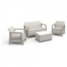 ALLIBERT 264038 Salotto Giardino Divano 2P Poltrone Tavolino Pebble gSoft beige Scandi