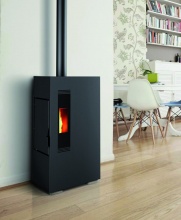 AMG MINI5-KEB Stufa a Pellet Ventilata Slim 4,9 kW 10 Kg 135 m3 Nero  Mini 5