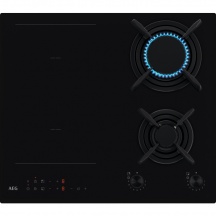 Aeg CN071436DH Piano Cottura 4 Fuochi Gas + Elettrico (2+2) 59 cm in Vetro Nero