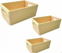 Alberiamo ptutto Set 3 Cassette Portatutto con Maniglie in Abete Massello