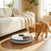 AllMyPets 0GYV316 Distributore Automatico Cibo Gatti e Cani con Timer BiancoGrigio