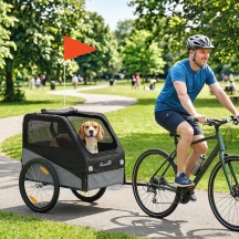 AllMyPets 0GYV456 Rimorchio Bici per Cani Taglia Media Pieghevole con Copertura Grigio