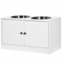 AllMyPets 0WTAM304 Set 2 Ciotole per Cani Rialzate con Armadietto da 44L Bianco