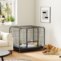 AllMyPets 1BKV332 Gabbia per Cani in Acciaio con Ruote 3 Porte Chiusura Sicura Nero